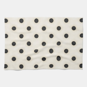 Linge De Cuisine Grand Pois noir & blanc antique