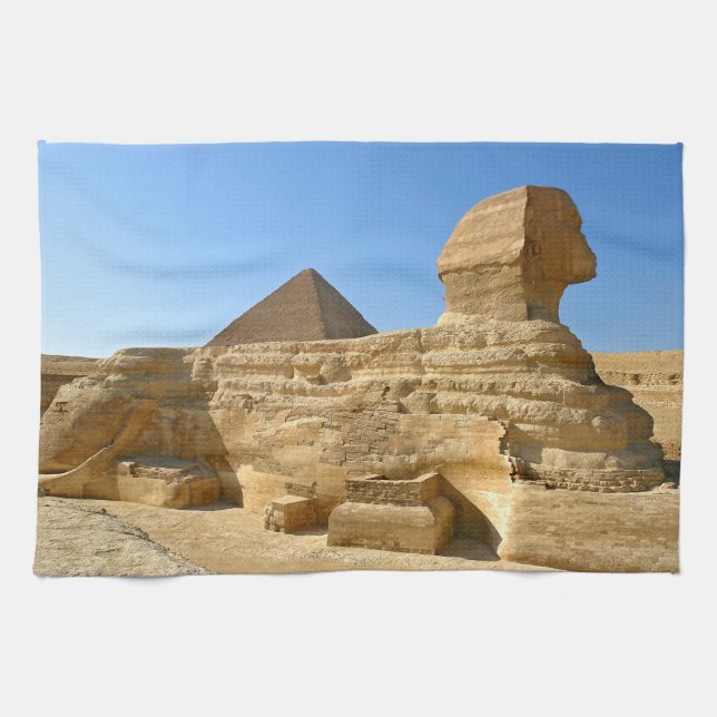 Linge De Cuisine Grand Sphinx de Gizeh avec la pyramide de Khafre - (Horizontal)