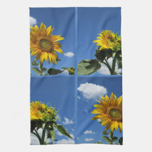 Linge De Cuisine grand tournesol brille jaune bleu ciel blanc petit