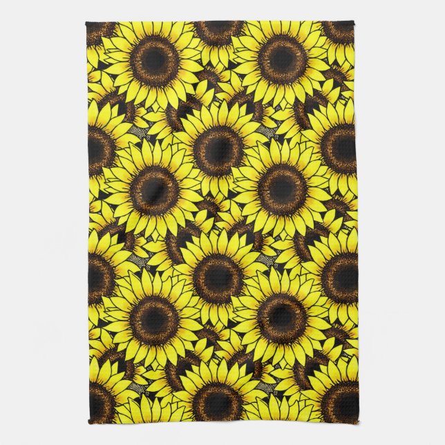 Linge De Cuisine Grand Tournesol Jaune Doré (Vertical)