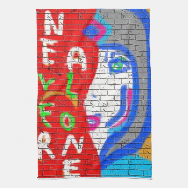 Linge De Cuisine Grand Visage Prêtre Jamais seul Graffiti Art (Vertical)