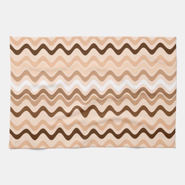 Linge De Cuisine Grandes rayures Super beige et Brown (Horizontal)