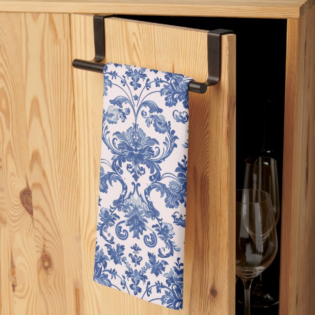 Linge De Cuisine Grandmillennial Rose & Blue Damas (Pliage en tiers)