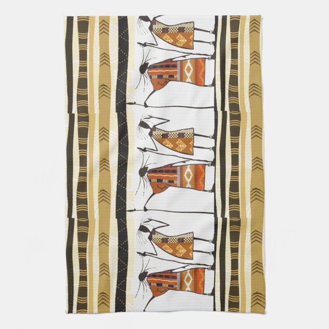 Linge De Cuisine Graphique des chasseurs tribaux africains (Vertical)