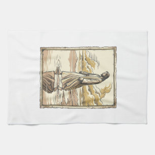 Linge De Cuisine Gravure de marche spirituelle vintage dans l'eau