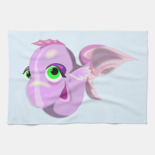 Linge De Cuisine Green Eyed Purple Fish Kitchen Towel Cartoon