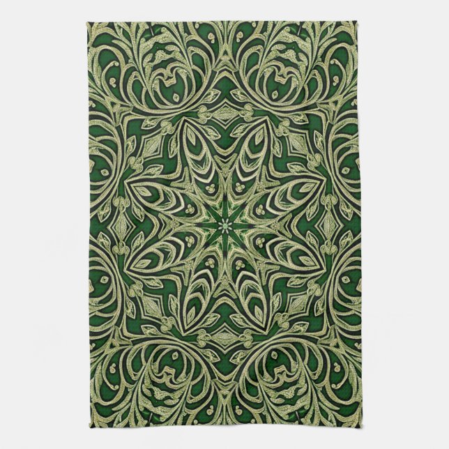 Linge De Cuisine Green Gold Decorative Holiday Kitchen Towel (Vertical)
