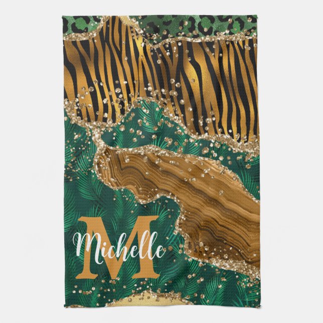 Linge De Cuisine Green & Gold Safari Parties scintillant animale Ag (Vertical)