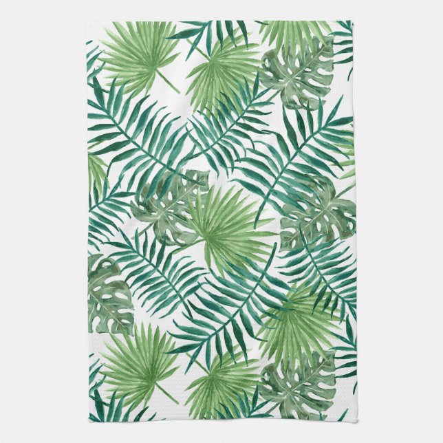 Linge De Cuisine Green Tropical Summer Exotic Botanic Palm Feuille (Vertical)