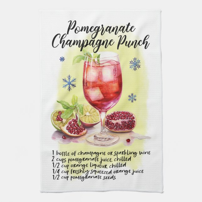 Linge De Cuisine Grenade Champagne PunchRecette design de Noël (Vertical)