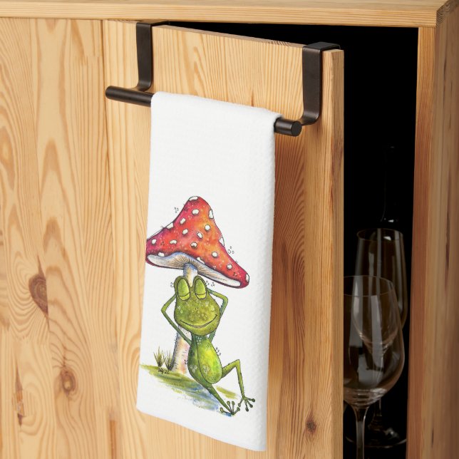 Linge De Cuisine Grenouille à couchage lunaire sous un champignon (Pliage en tiers)