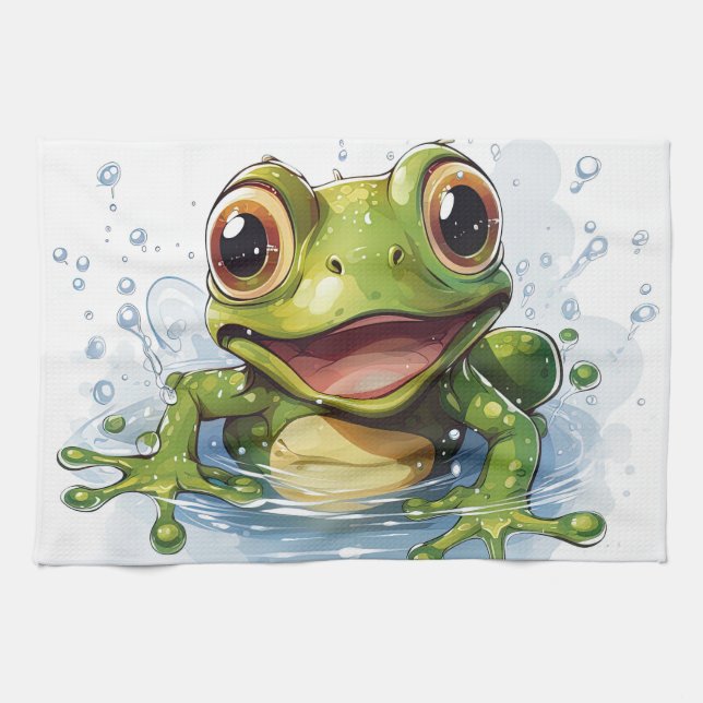 Linge De Cuisine Grenouille drôle (Horizontal)