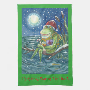 Linge De Cuisine Grenouille sur la CUISINE en rondins NOËL SERVIETT