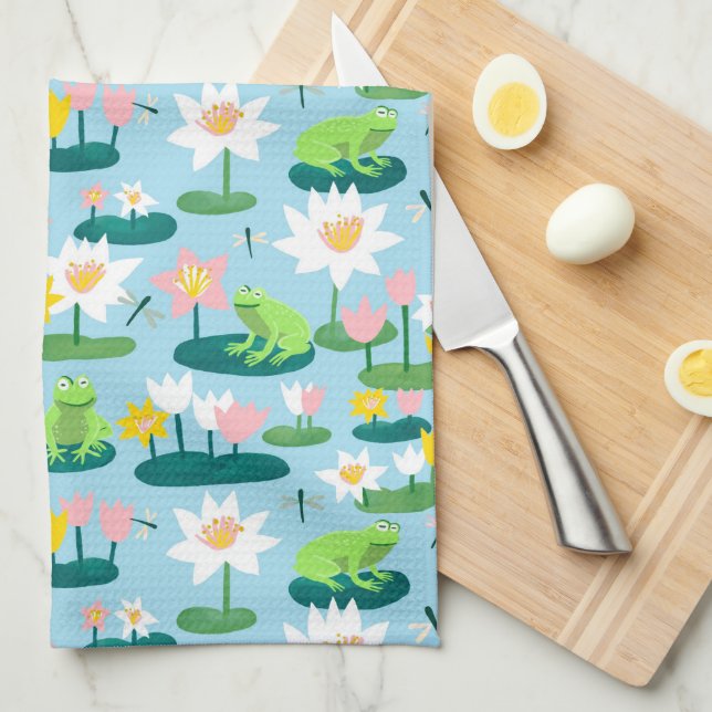 Linge De Cuisine Grenouilles et coussinets de Lily mignonnes person (Quart Plié)