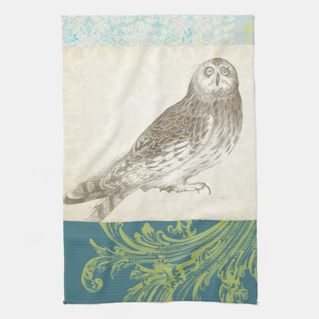 Linge De Cuisine Grey Owl sur Arrière - plan Motif (Vertical)