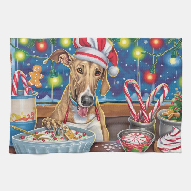 Linge De Cuisine Greyhound Gâteau de vacances : Noël festif (Horizontal)