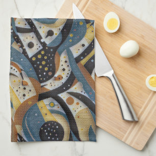 Linge De Cuisine Gribouillis abstraits, points et motifs en zigzags