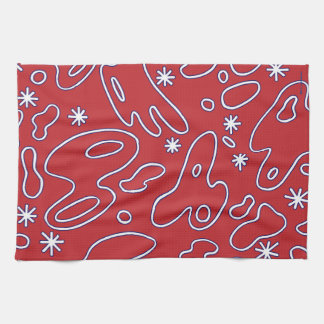 Linge De Cuisine Gribouillis de gouttes rouges, blancs, et bleus
