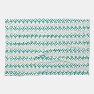 Linge De Cuisine Griffonnages floraux dans la turquoise et le motif