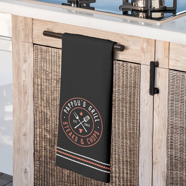 Linge De Cuisine Grill de Pappou Année personnalisée (Créateur téléchargé)