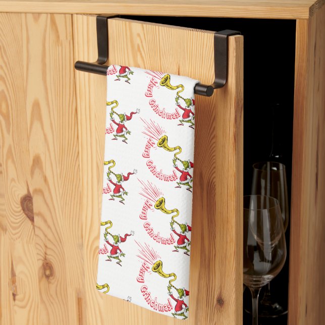 Linge De Cuisine Grinch Blowing the Merry Grinchmas Horn (Pliage en tiers)