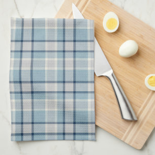 Linge De Cuisine Gris bleu clair à carreaux texturés