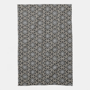 Linge De Cuisine Gris+Cercle noir Hexagon Motif Tissu de cuisine