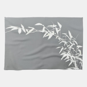 Linge De Cuisine Gris et blanc en bambou d'arbuste de zen oriental