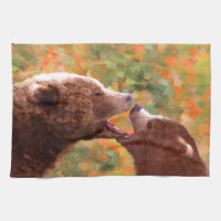 Grizzly Bear Mom and Cub Painting - Wildlife Art