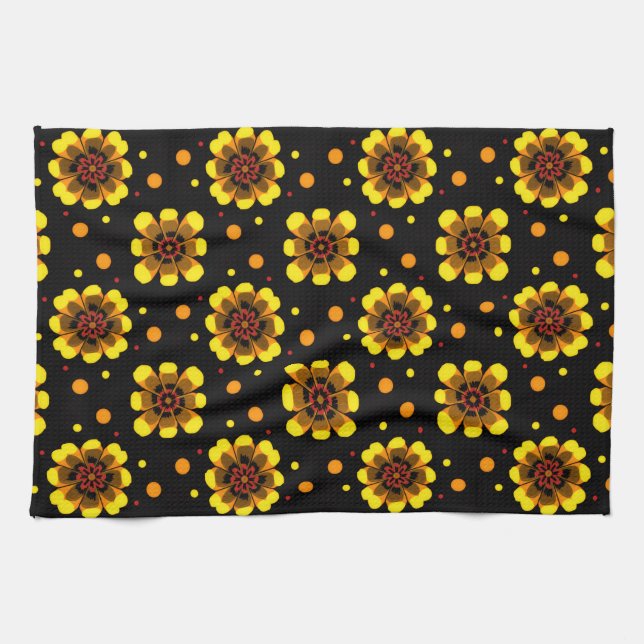 Linge De Cuisine Groovy 70s Daisy Flower Power Pattern (Horizontal)