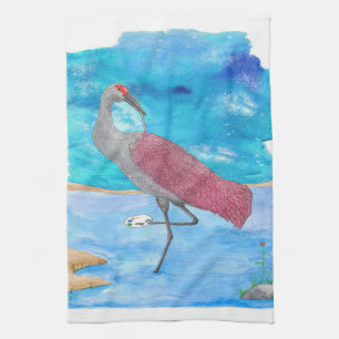 Linge De Cuisine Grue Artiste Art Of Life Series Flamant rose drô