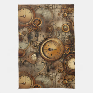 Linge De Cuisine Grunge Rustic Steampunk Horloge (3)
