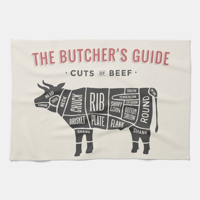Linge De Cuisine Guide des bouchers Coupes de boeuf (Horizontal)