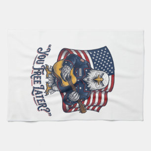 Linge De Cuisine Guitare Vintage Aigle Patriotique