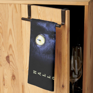 Linge De Cuisine Halloween Cat noir effrayant Horreur nuit sombre