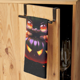 Linge De Cuisine Halloween Chat noir Citrouille nuit Horreur