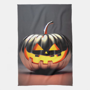Linge De Cuisine Halloween Citrouille brillant