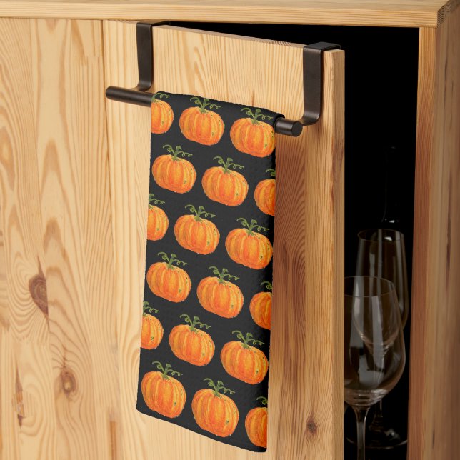 Linge De Cuisine Halloween Citrouille mignon Motif Orange automne W (Pliage en tiers)