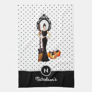Linge De Cuisine Halloween Classic Élégante Robe Noire Longue Mode