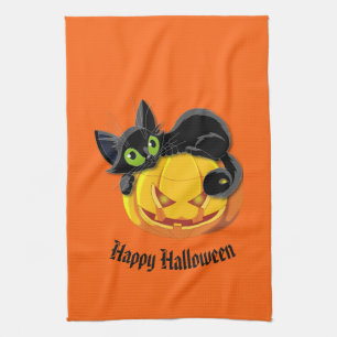 Linge De Cuisine Halloween Cuisine serviette-chat noir