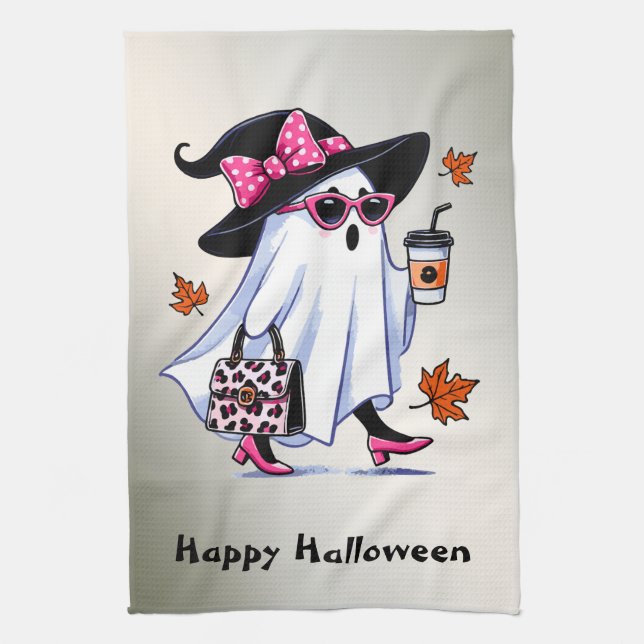 Linge De Cuisine Halloween Cute Stylish sorcière Ghost Coffee Cup (Vertical)