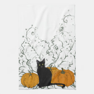 Linge De Cuisine Halloween de chat noir lunaire