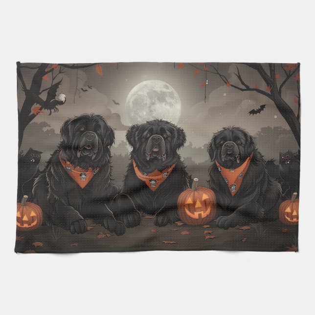 Linge De Cuisine Halloween de Terre-Neuve Éffrayant (Horizontal)