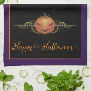 Linge De Cuisine Halloween Jack-o-lanterne effrayant   Violet