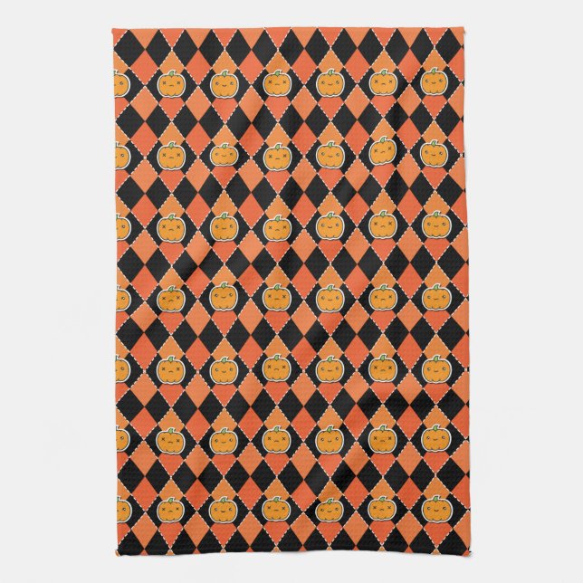 Linge De Cuisine Halloween Kawaii Jack-o-lanterne Jacquard (Vertical)