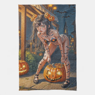 Linge De Cuisine Halloween Monster Jack-o-Lantern & Bat Vixen Girl