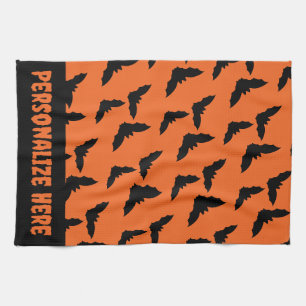 Linge De Cuisine Halloween orange et noir customisé
