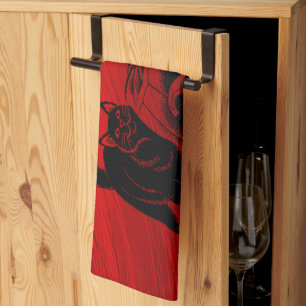 Linge De Cuisine Halloween Parti mal noir Chat Citrouille rouge peu