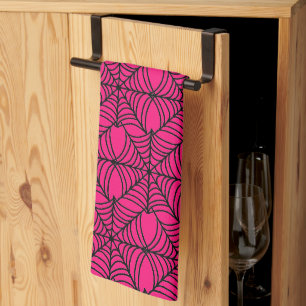 Linge De Cuisine Halloween Spider Webs sur rose