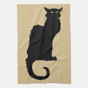Linge De Cuisine Halloween vintage, chat noir Art Nouveau effrayant